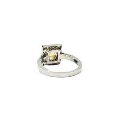 Bague en platine 850, diamants et saphir jaune naturels