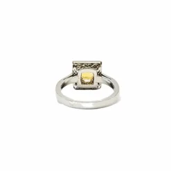 Bague en platine 850, diamants et saphir jaune naturels