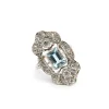 Bague en platine avec aigue-marine et diamants