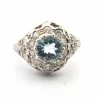 Bague en platine avec aigue-marine et diamants