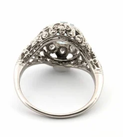 Bague en platine avec aigue-marine et diamants