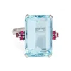Bague en platine avec rubis aigue-marine 12 carats