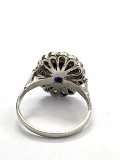 Bague en platine avec saphir et diamants