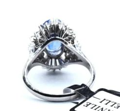 Bague en platine avec saphir et diamants
