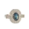 BAGUE EN PLATINE DE STYLE ART DÉCO AVEC DIAMANTS DE 0,38 ct ET SAPHIR DE 1,05 ct