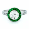 Bague en platine, diamant et émeraude 14249-2415