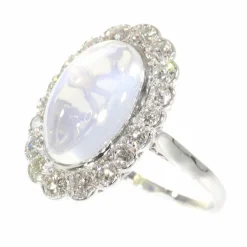 Bague en platine, diamant & pierre de lune