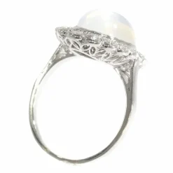 Bague en platine, diamant & pierre de lune