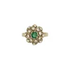 Bague en platine et or gris diamants et émeraude