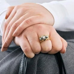 Bague en platine, or et diamants