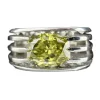 Bague en platine serti d'un diamant jaune taille radiant de 3,28 carats