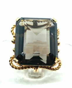 Bague en quartz morion géante, vers 1940