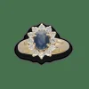 Bague entourage en or jaune 18K avec saphir Siam 1,50 ct et 0,60 ct de diamants H-SI – Taille 56