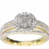 Bague entourage en or jaune avec diamants