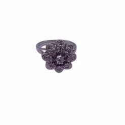 Bague Entourage Fleur Or Blanc 18 k Diamants