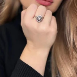 Bague Entourage Fleur Or Blanc 18k Diamants
