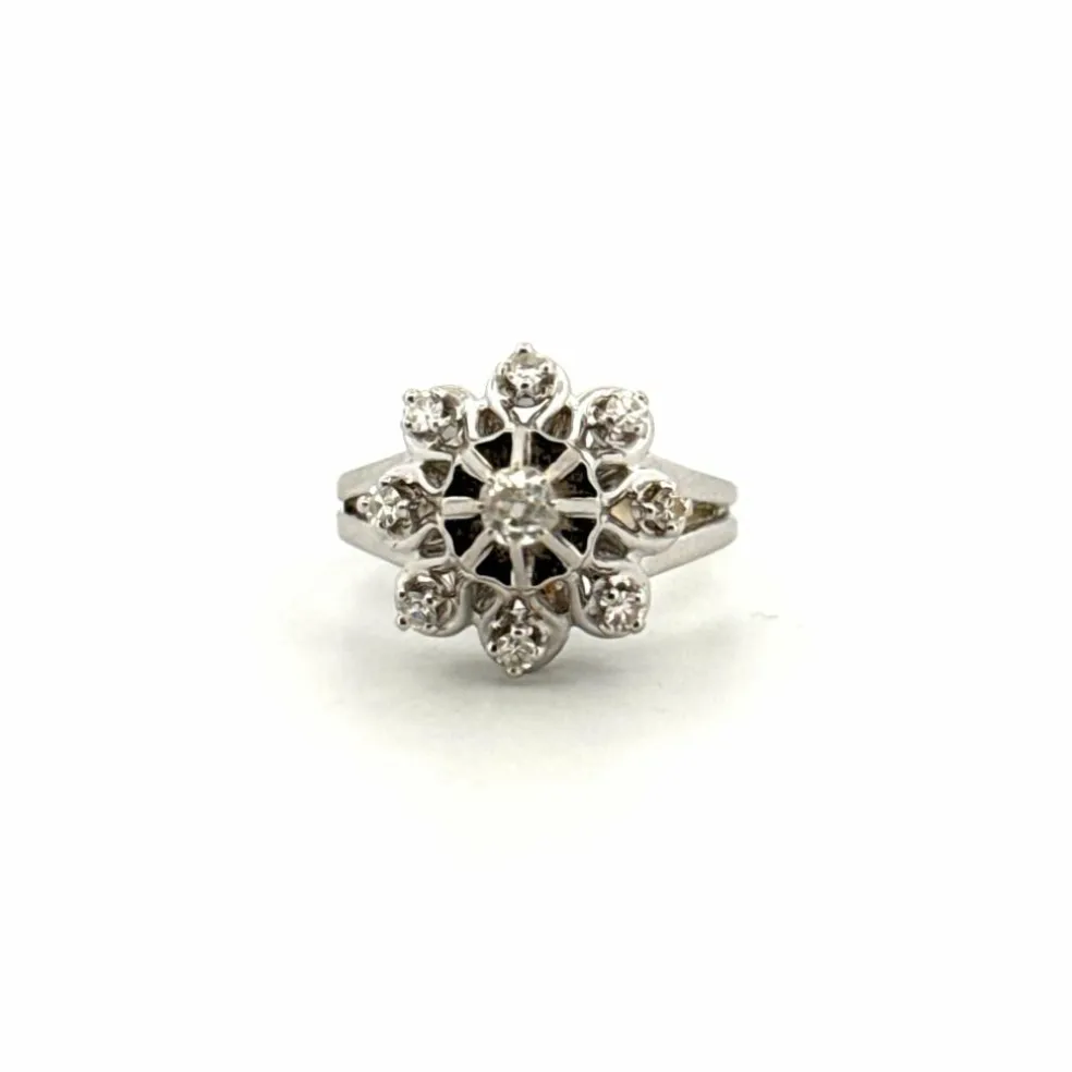 Bague Entourage Or Blanc Diamants