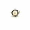 Bague entourage or blanc perle de culture et diamants