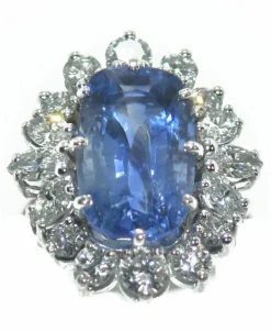 Bague entourage saphir naturel et diamant