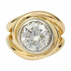 Bague entrelacée deux tons d'or, diamant 2,78 carats.