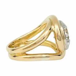 Bague entrelacée deux tons d'or, diamant 2,78 carats.