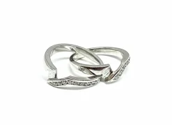 Bague entrelacée en or blanc, et diamants