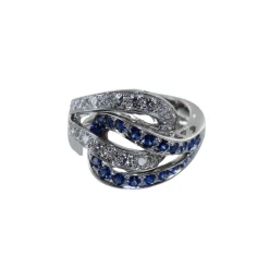 Bague entrelacée saphirs et diamants