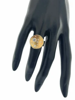 Bague et pendentif design lune or jaune et diamants certificat HRD
