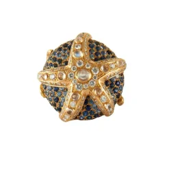 Bague Etoile de mer Or Jaune Saphirs Diamants & Pierres de Lune