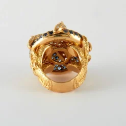 Bague Etoile de mer Or Jaune Saphirs Diamants & Pierres de Lune
