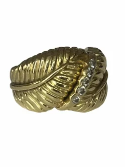 Bague Feuillage Or Jaune Diamants