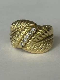 Bague Feuillage Or Jaune Diamants