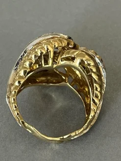 Bague Feuillage Or Jaune Diamants Années 1970