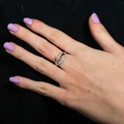 Bague Feuille or blanc et diamant