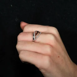 Bague Feuille or blanc et diamant