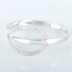 Bague Feuille or blanc et diamant