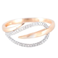 Bague Feuille or rose et blanc