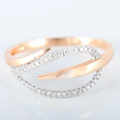 Bague Feuille or rose et blanc