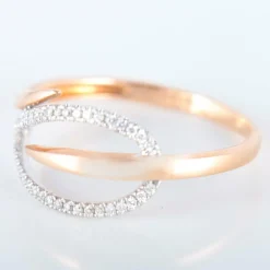 Bague Feuille or rose et blanc