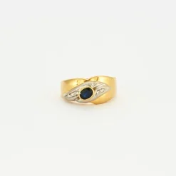 Bague feuille saphir diamants