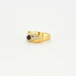 Bague feuille saphir diamants