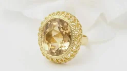 Bague filigranée or jaune et citrine facettée