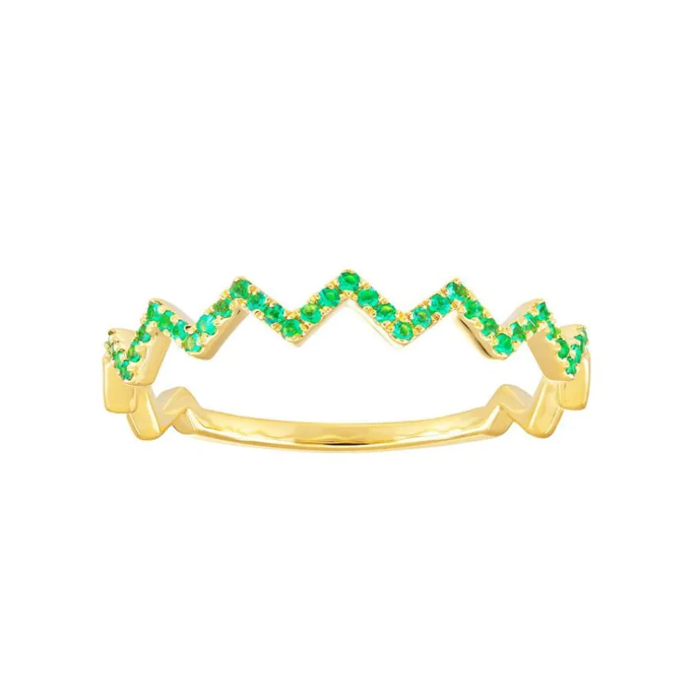 Bague fine émeraude or jaune
