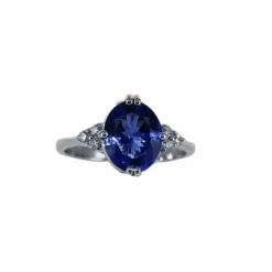 Bague fine Or blanc Tanzanite Diamants