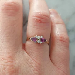 Bague fine rubis et diamants