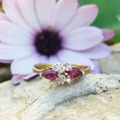 Bague fine rubis et diamants