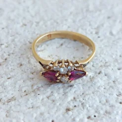 Bague fine rubis et diamants