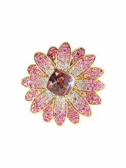 Bague Fleur Améthyste, Saphirs roses, Diamants