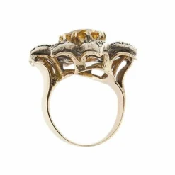 Bague fleur citrine et diamants