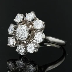 Bague fleur de diamants ancienne